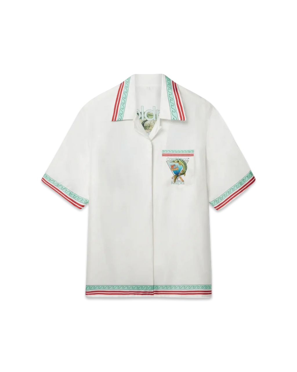 Casablanca Caviar Kaspia Cuban Collar Silk Shirt