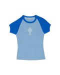 Chrome Hearts Cemetery Cross Baseball Baby T-Shirt 'Blue'