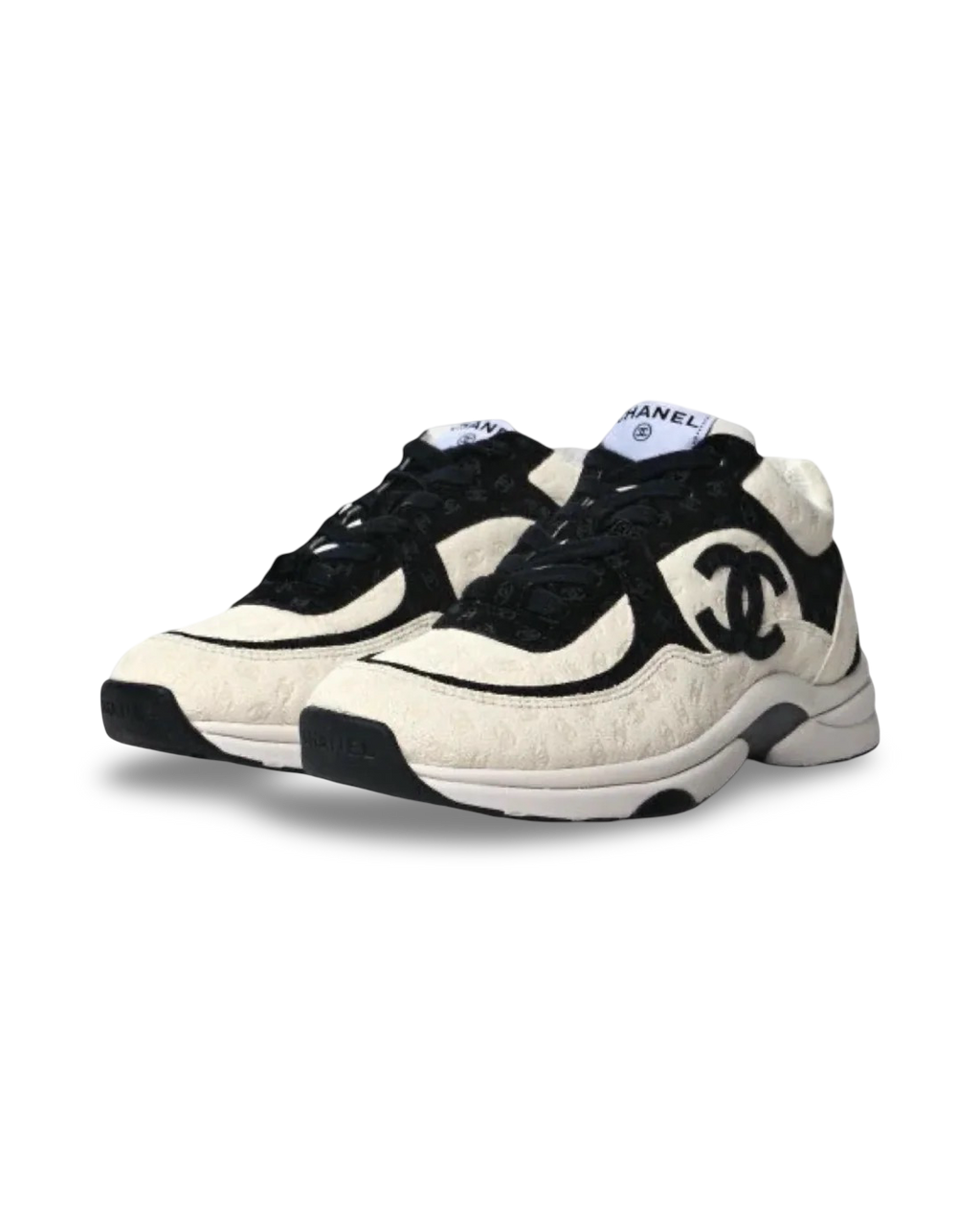 Chanel CC Logo Sneaker 'Black and White CC Embossed Monogram'