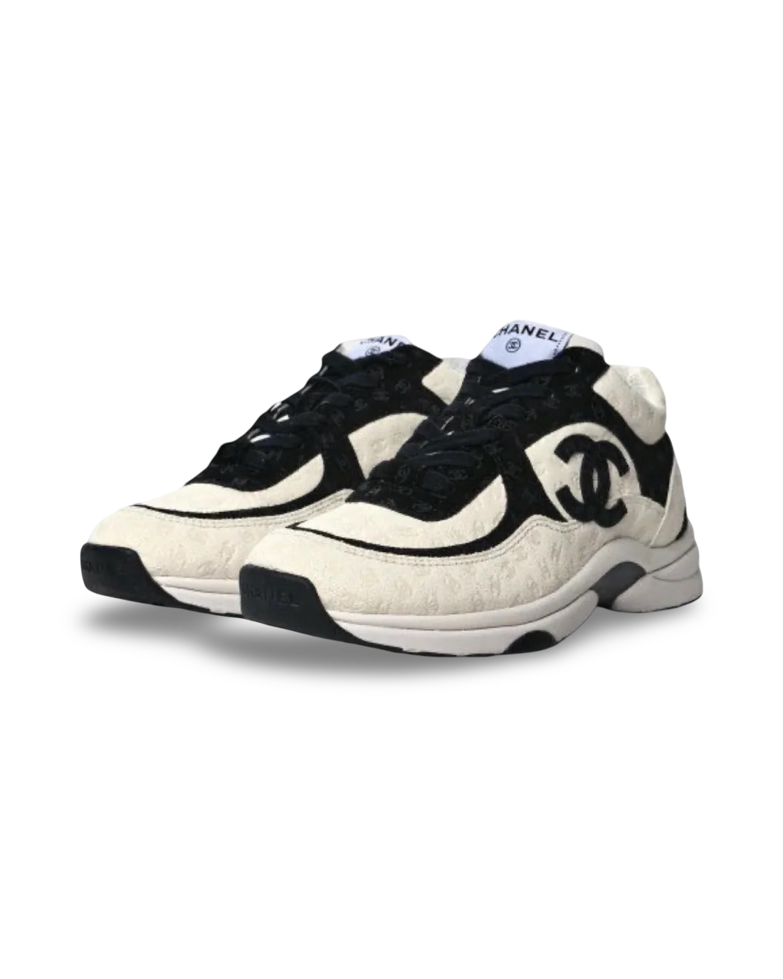 Chanel CC Logo Sneaker 'Black and White CC Embossed Monogram'