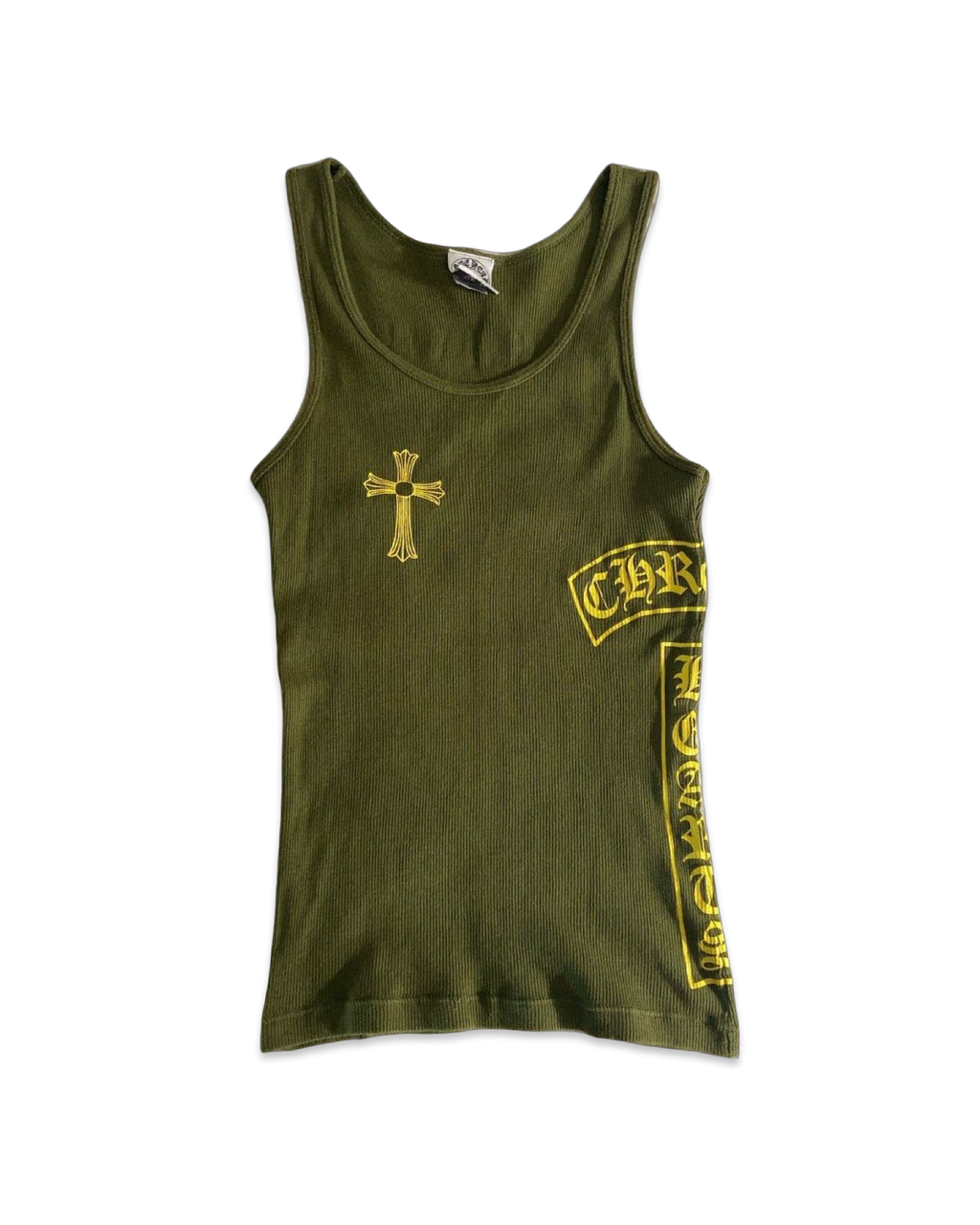 Chrome Hearts Ribbed Swarovski Crystal Side Logo Tank Top 'Green'