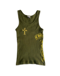 Chrome Hearts Ribbed Swarovski Crystal Side Logo Tank Top 'Green'