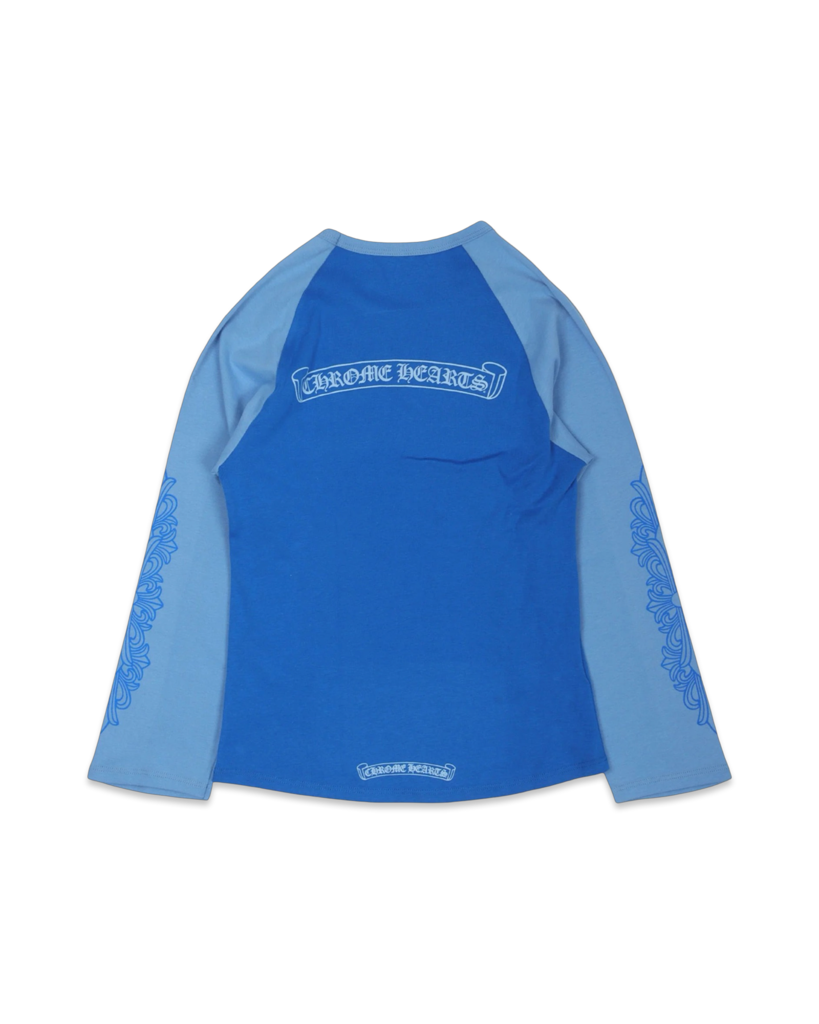 Chrome Hearts 3/4 Scroll Logo T-Shirt Baseball Tee Two Tone Blue