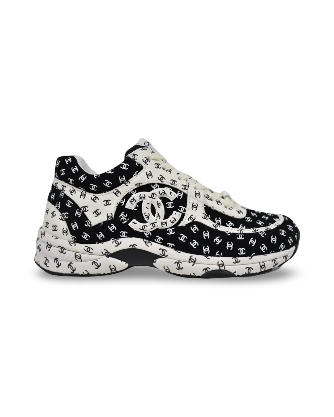 Chanel CC Logo Sneaker 'Black/White Suede'