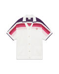 Casablanca White & Pink Stripe SHORT Sleeve Crochet Shirt