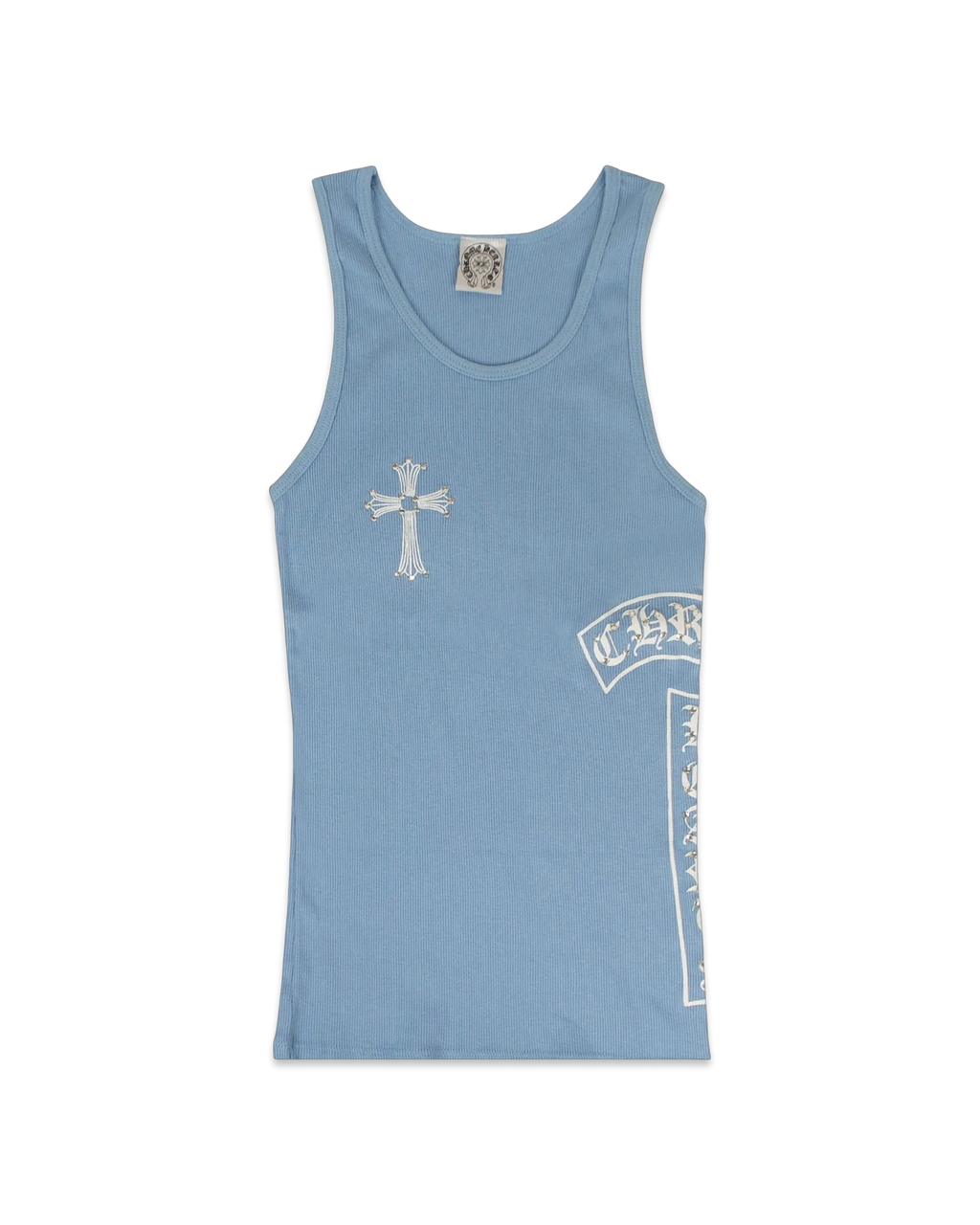 Chrome Hearts Ribbed Swarovski Crystal Side Logo Tank Top 'Light Blue'