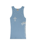 Chrome Hearts Ribbed Swarovski Crystal Side Logo Tank Top 'Light Blue'