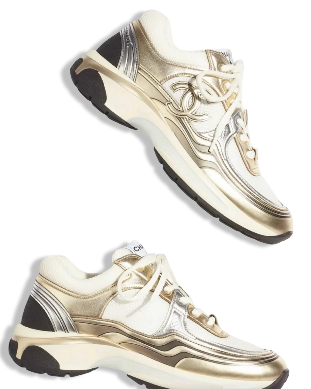Chanel CC Logo Sneaker 'Gold Silver'