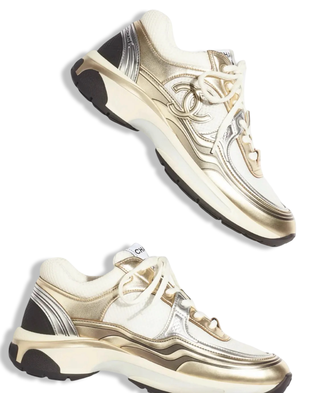 Chanel CC Logo Sneaker 'Gold Silver'