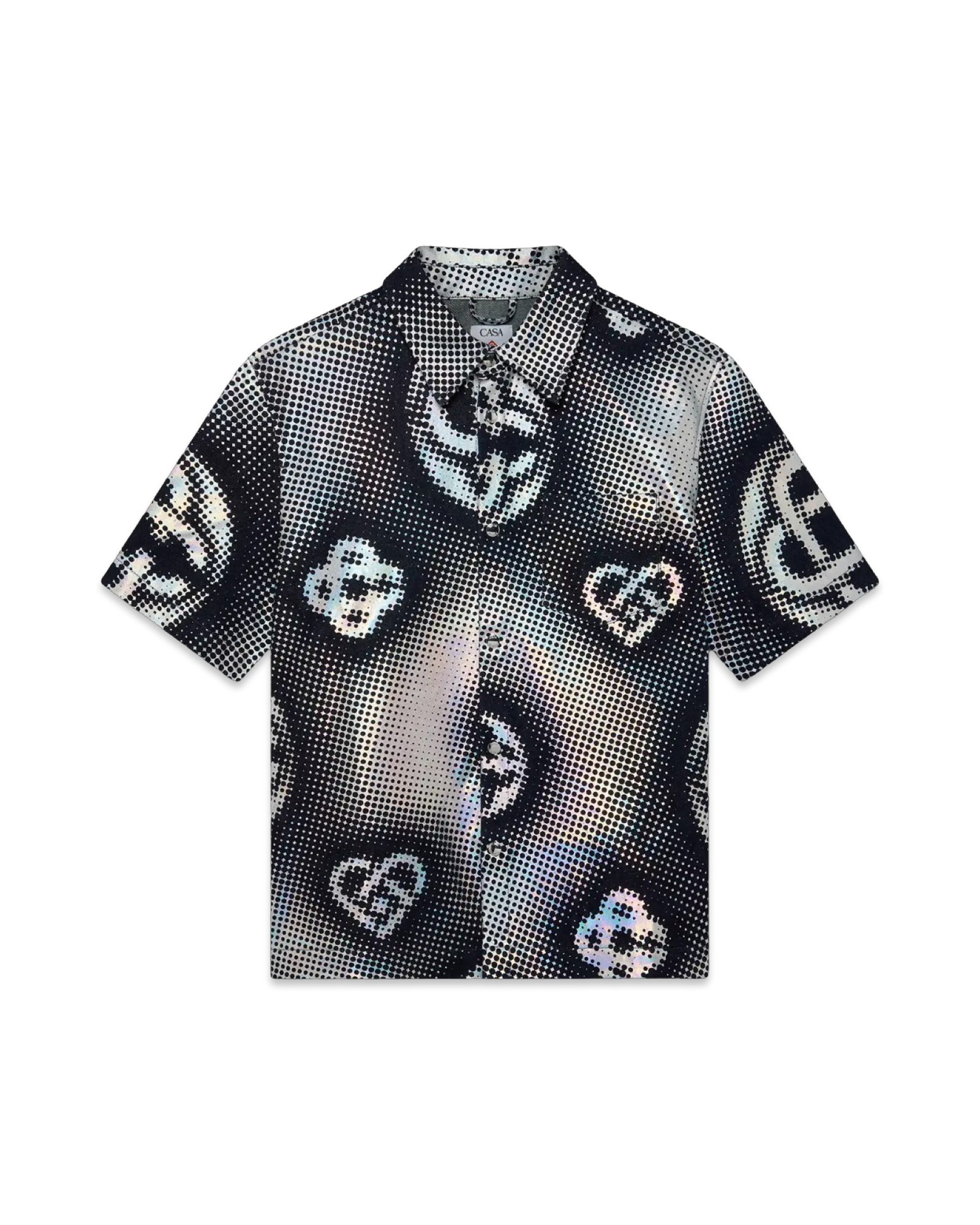 Casablanca Pearlescent Monogram Short Sleeve Denim Shirt