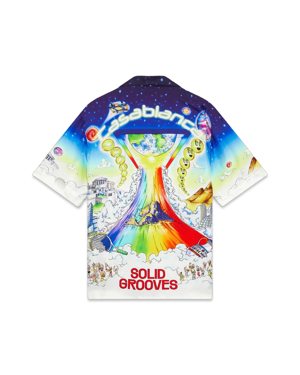 Casablanca Solid Grooves Short Sleeve Silk Shirt