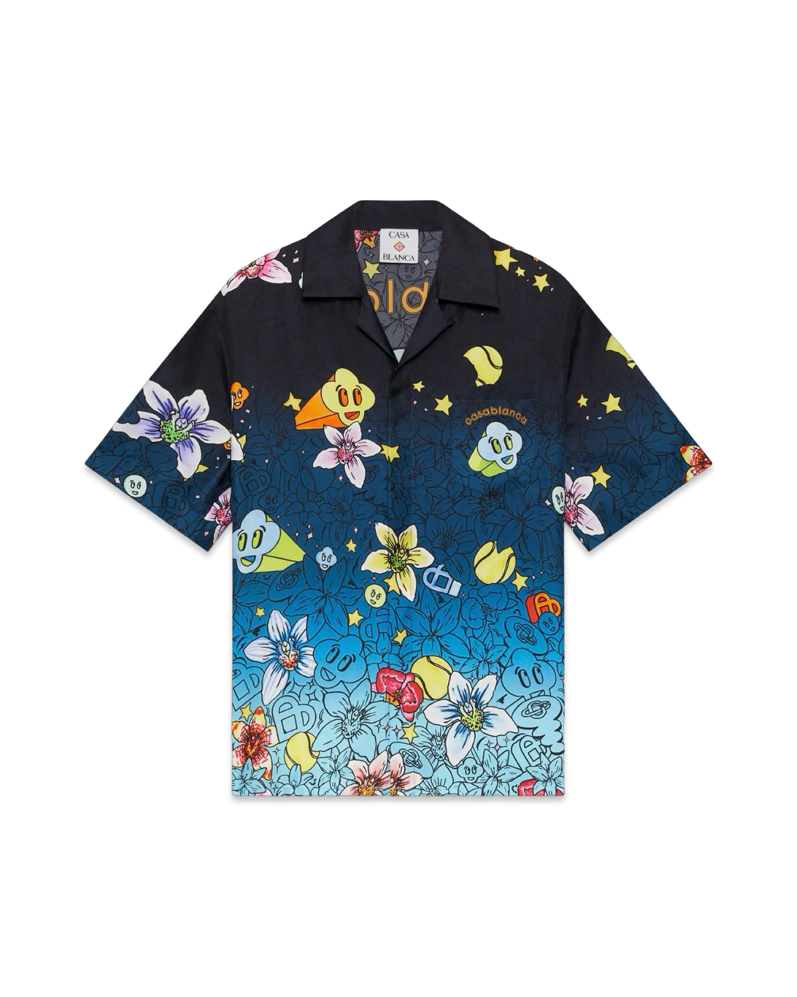 Casablanca Collage D'Icones Graphiques Short Sleeve Silk Shirt