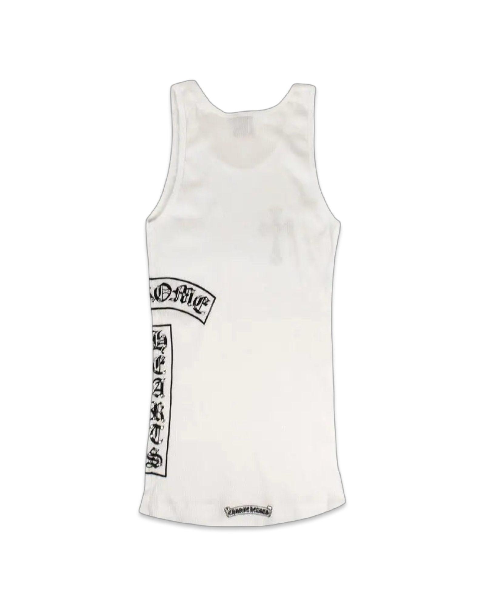 Chrome Hearts Ribbed Swarovski Crystal Side Logo Tank Top 'White'