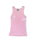 Chrome Hearts Ribbed Swarovski Crystal Side Logo Tank Top 'Pink'