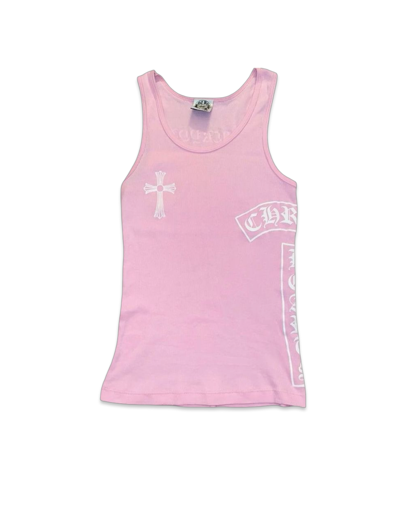 Chrome Hearts Ribbed Swarovski Crystal Side Logo Tank Top 'Pink'