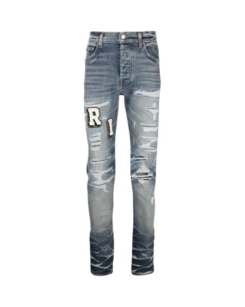 AMIRI Blue Varsity Ripped Jeans 'Blue'