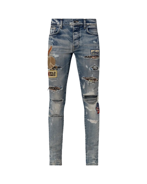Amiri Clay Indigo Biker-Patch Jeans