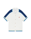 Casablanca White & Blue Short Sleeve Crochet Shirt