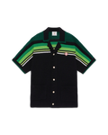 Casablanca Black & Green Striped Short Sleeve Crochet Shirt