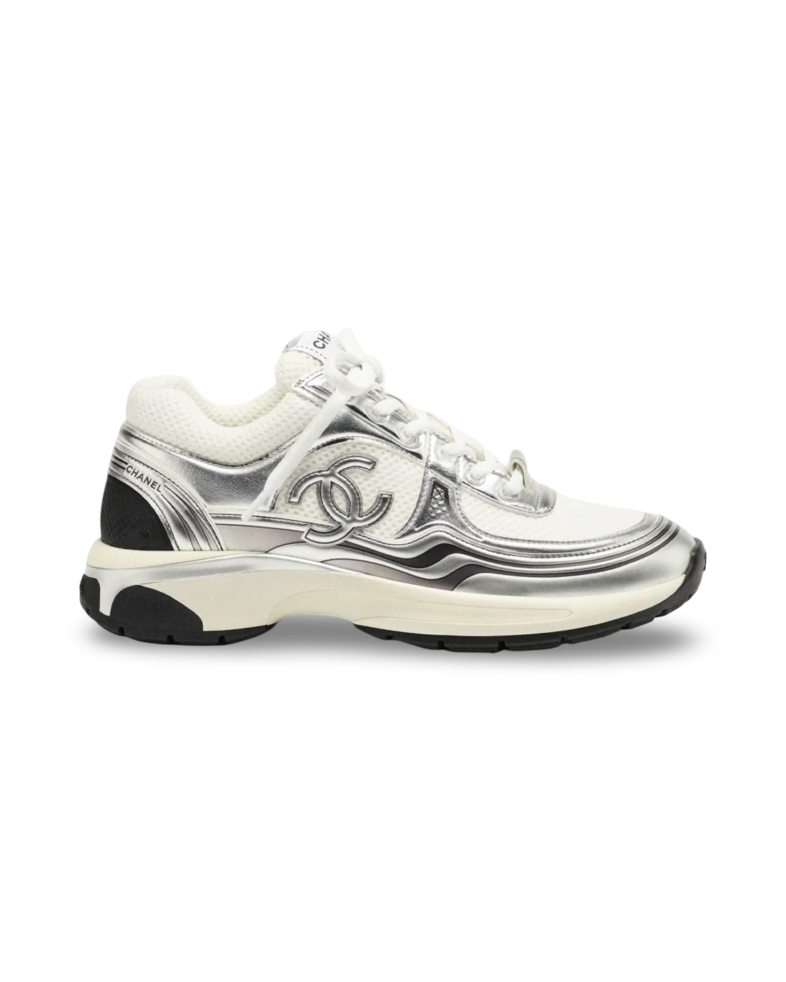 Chanel CC Logo Sneaker 'White Silver'