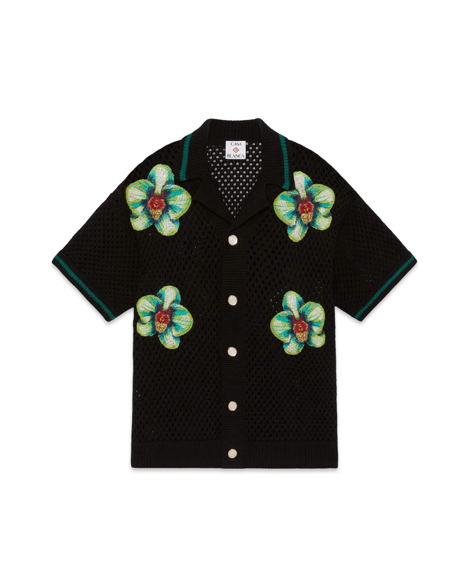 Casablanca Glitch ORCHID Embroidered Short Sleeve Crochet Shirt