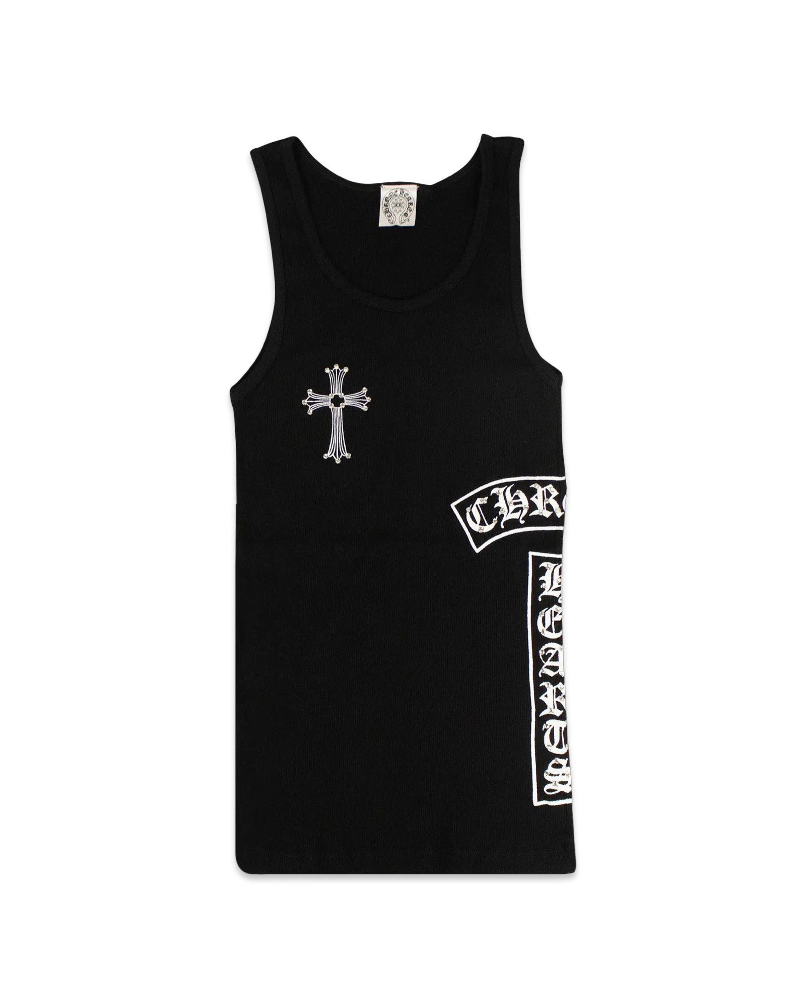 Chrome Hearts Ribbed Swarovski Crystal Side Logo Tank Top 'Black'