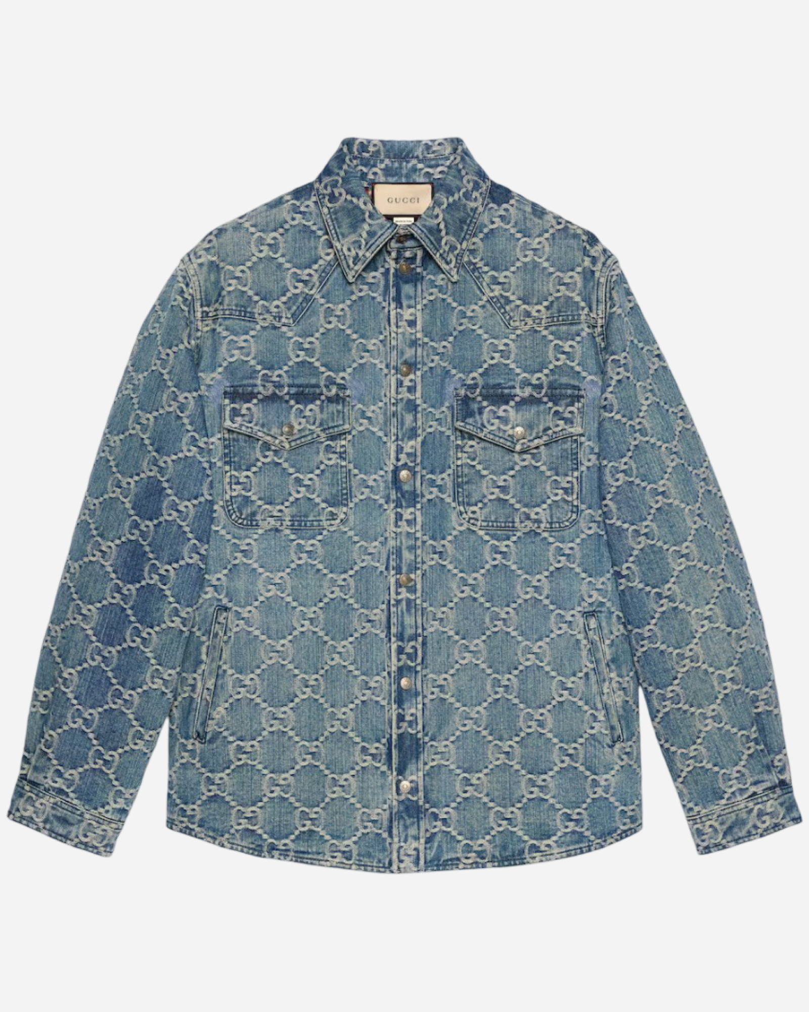 Gucci GG Jacquard Denim Shirt 'Blue White'