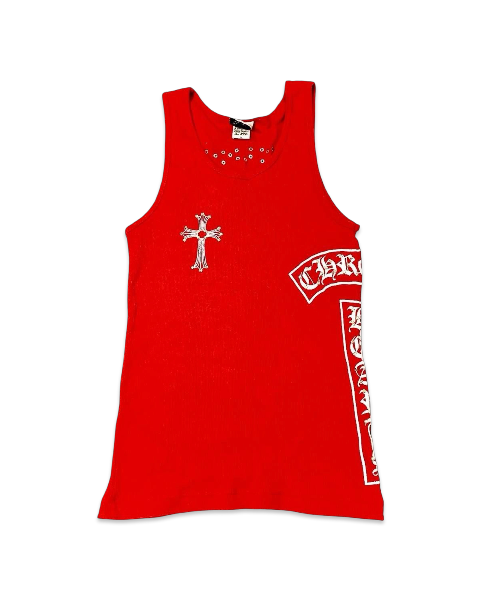 Chrome Hearts Ribbed Swarovski Crystal Side Logo Tank Top 'Red'