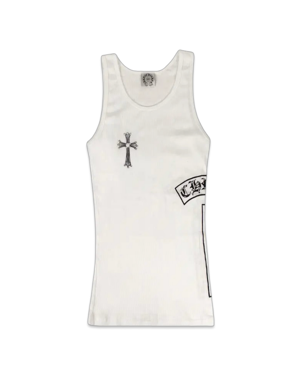 Chrome Hearts Ribbed Swarovski Crystal Side Logo Tank Top 'White'