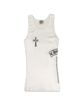 Chrome Hearts Ribbed Swarovski Crystal Side Logo Tank Top 'White'