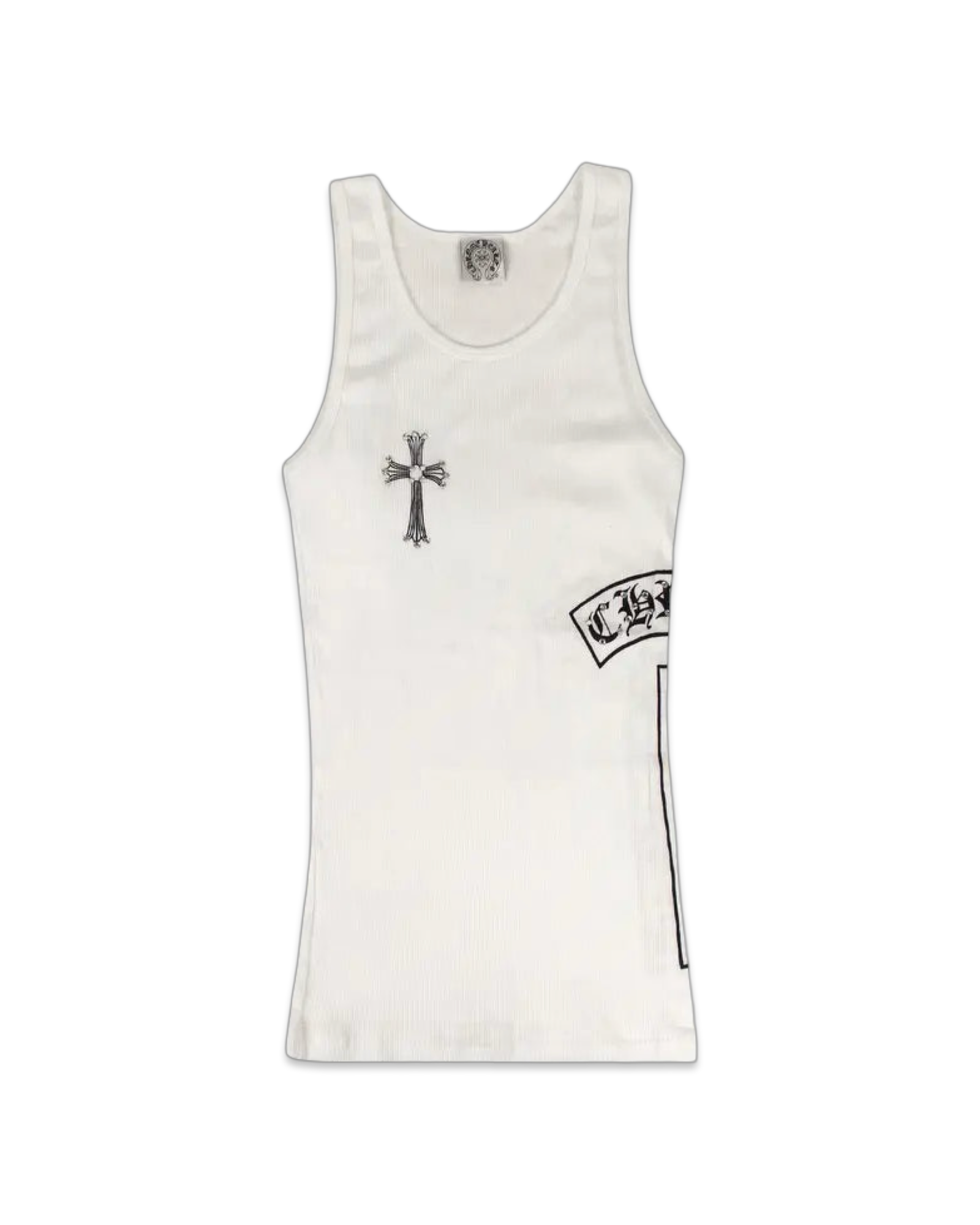 Chrome Hearts Ribbed Swarovski Crystal Side Logo Tank Top 'White'
