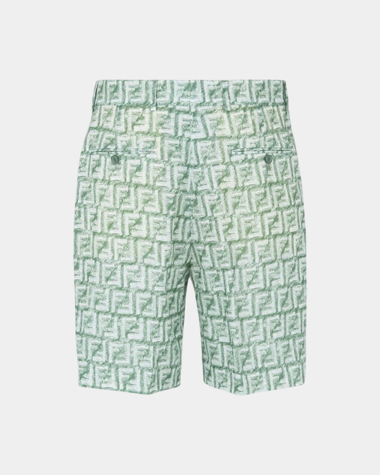 Fendi Motif Shorts In Green FF Linen - Creps City