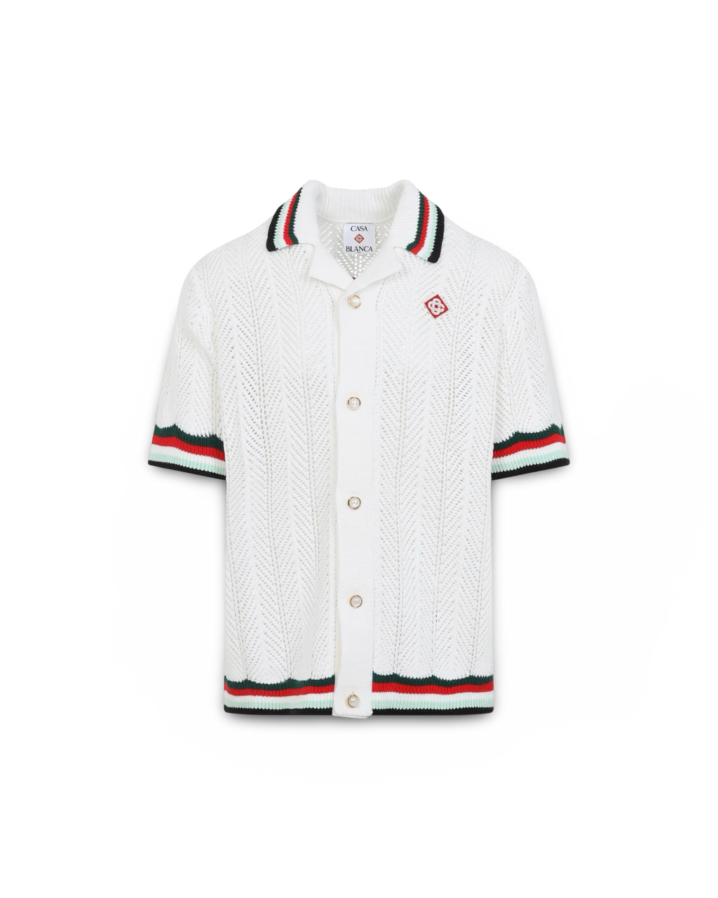 Casablanca Cotton Montagne Ondulee Short Sleeve Crochet Shirt
