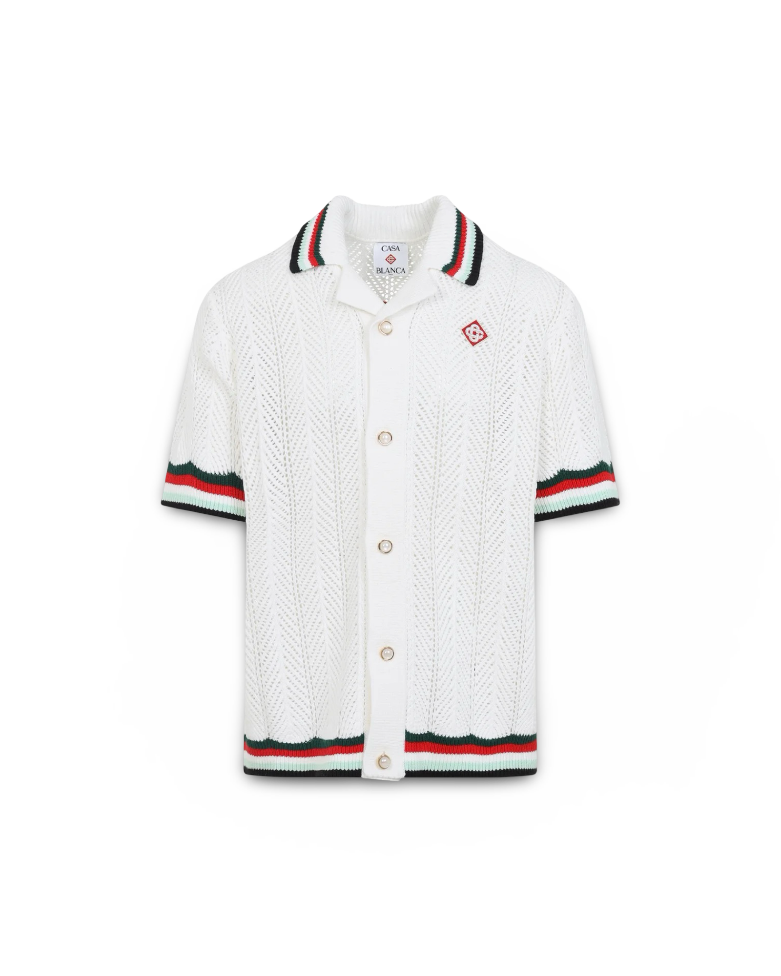 Casablanca Cotton Montagne Ondulee Short Sleeve Crochet Shirt