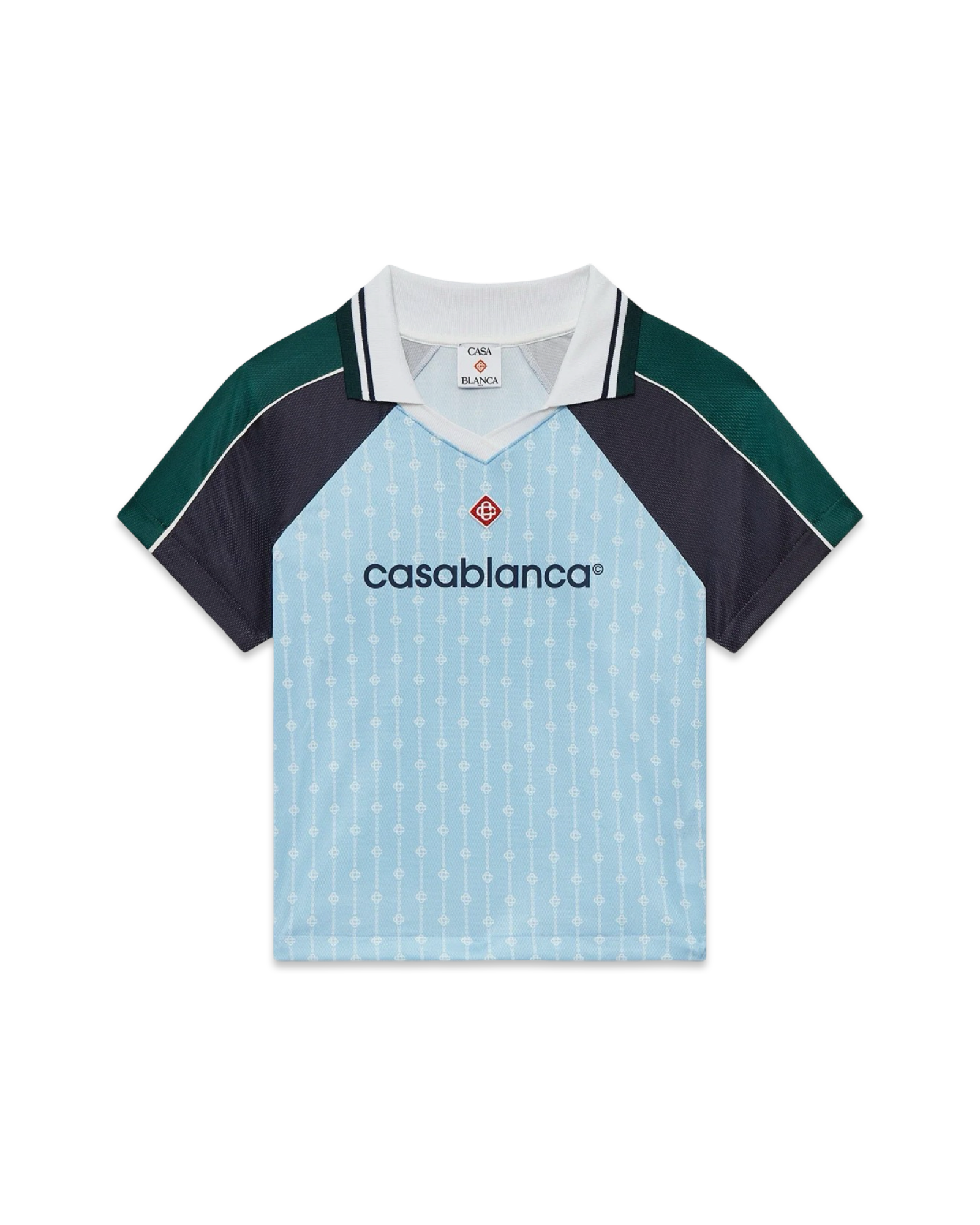 Casablanca Women Pinstripe Laurel Football Short Sleeve Shirt