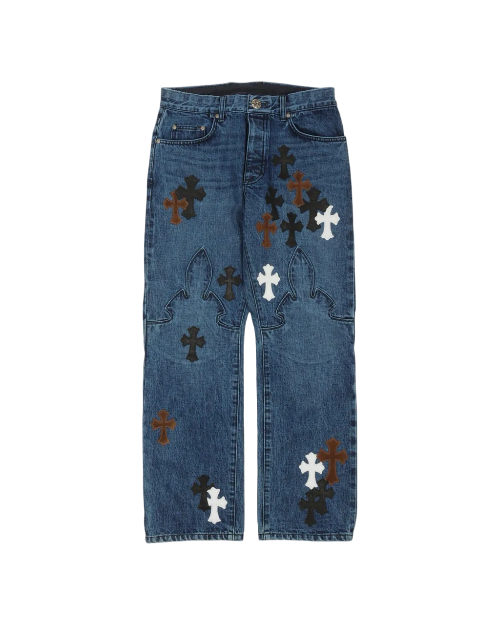 Chrome Hearts Fleur Knee Cross Patch Jeans 'Blue'