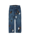 Chrome Hearts Fleur Knee Cross Patch Jeans 'Blue'