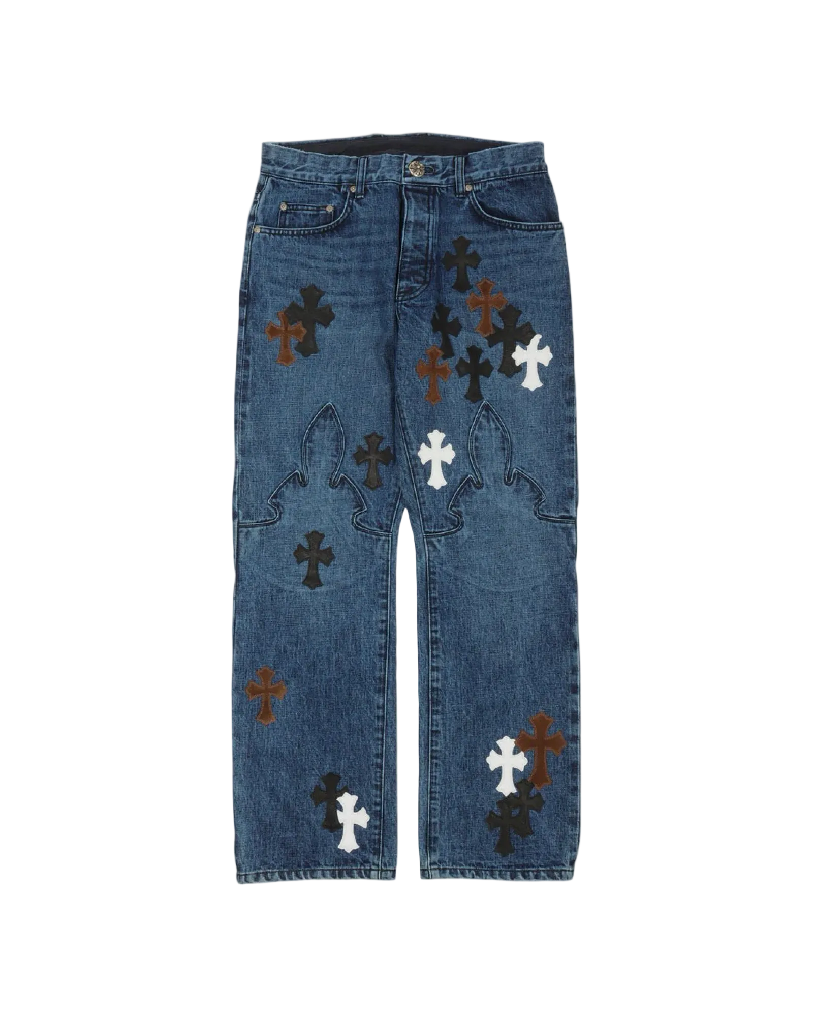 Chrome Hearts Fleur Knee Cross Patch Jeans 'Blue'