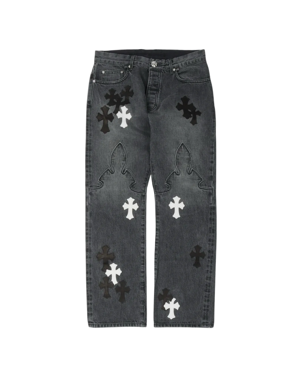 Chrome Hearts Fleur Knee Cross Patch Jeans 'Black'