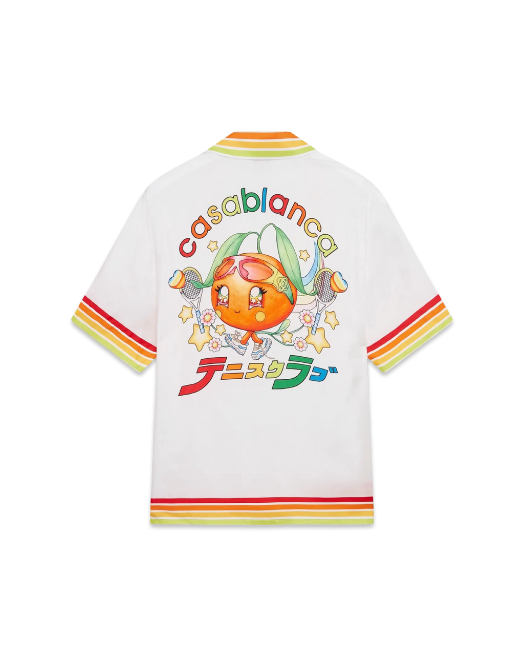 Casablanca Women Orange Mascot Short Sleeves Silk Twill Shirt