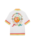 Casablanca Women Orange Mascot Short Sleeves Silk Twill Shirt