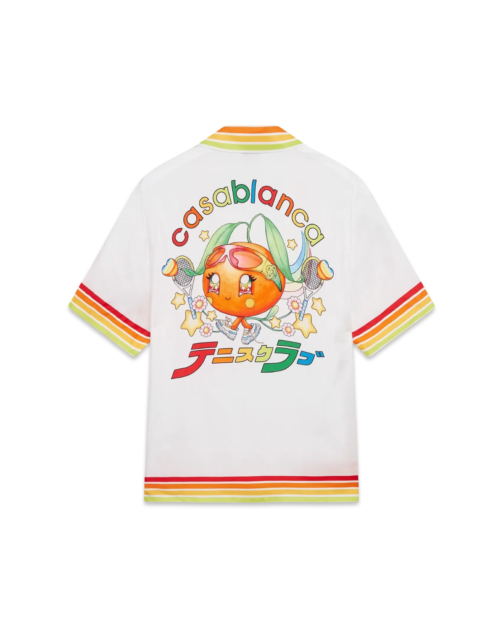 Casablanca Women Orange Mascot Short Sleeves Silk Twill Shirt