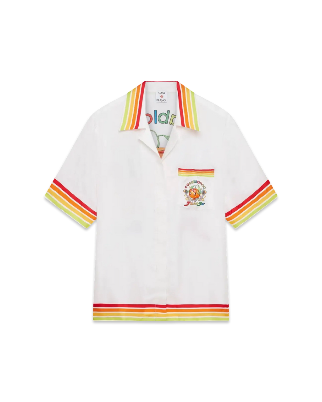 Casablanca Women Orange Mascot Short Sleeves Silk Twill Shirt