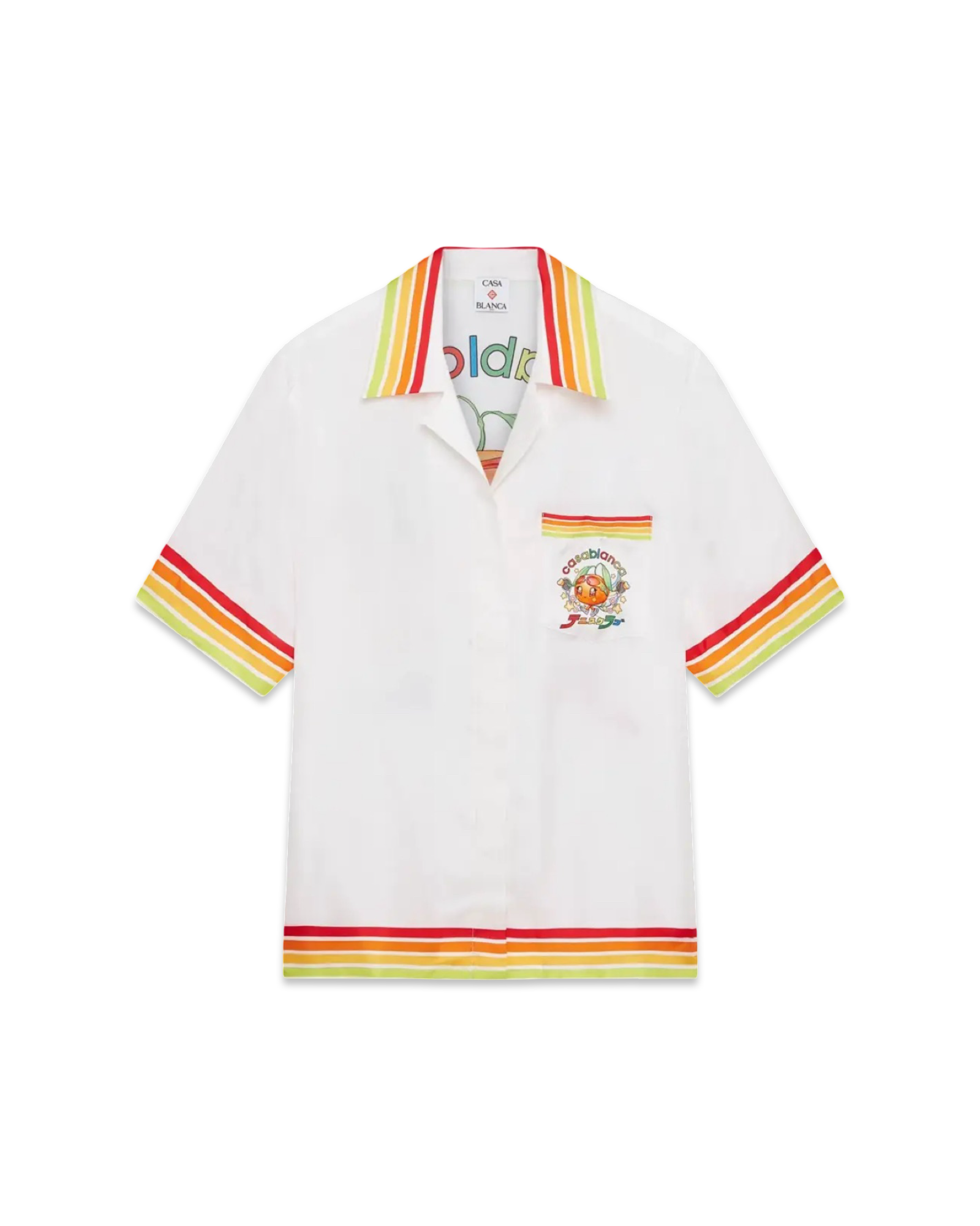 Casablanca Women Orange Mascot Short Sleeves Silk Twill Shirt