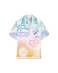 Casablanca Women Halftone Logo Short Sleeve Silk Shirt