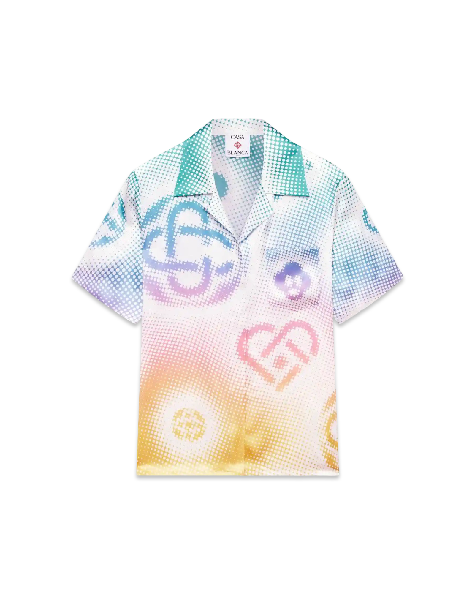 Casablanca Women Halftone Logo Short Sleeve Silk Shirt