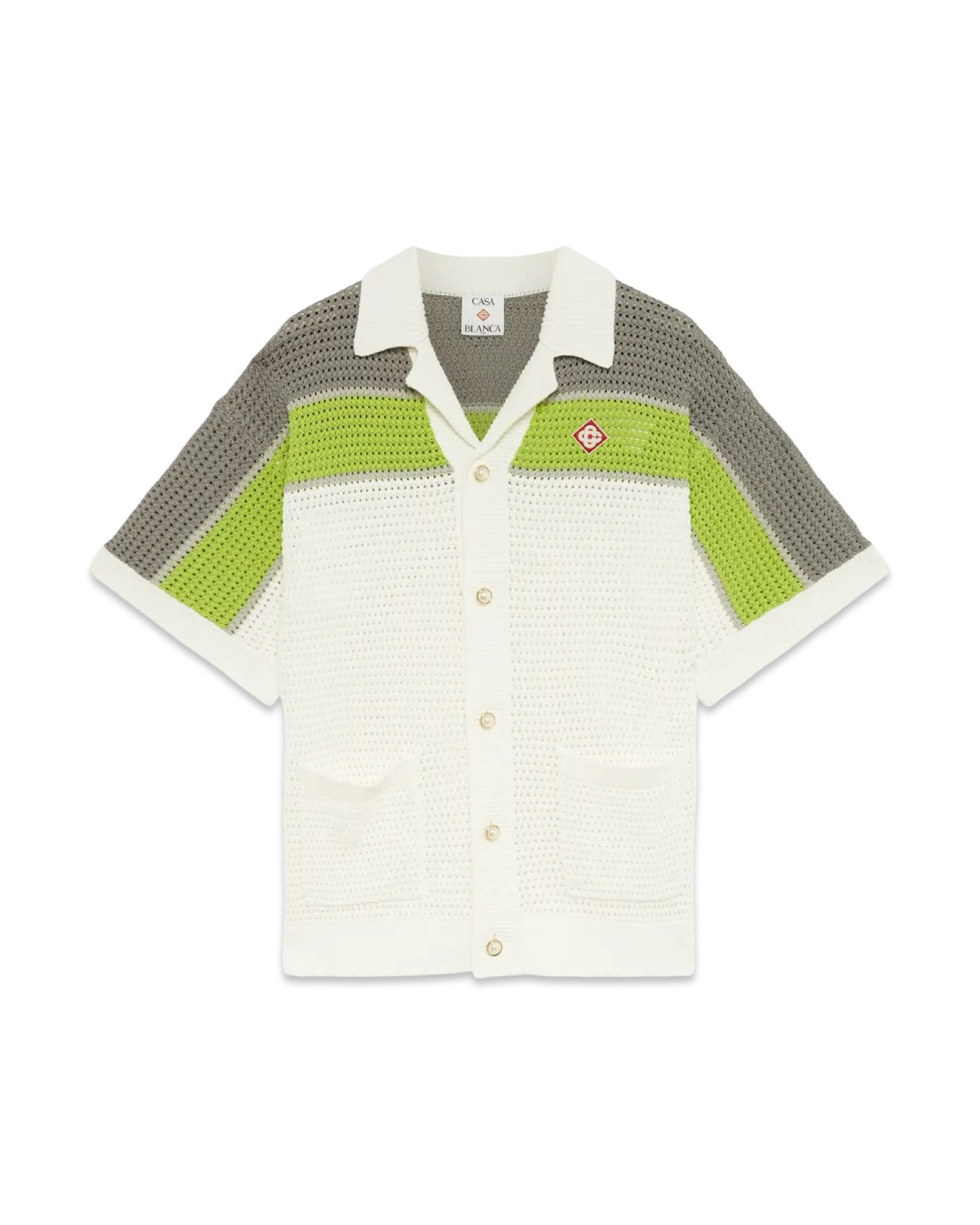 Casablanca Stripe Crochet Short Sleeve Shirt