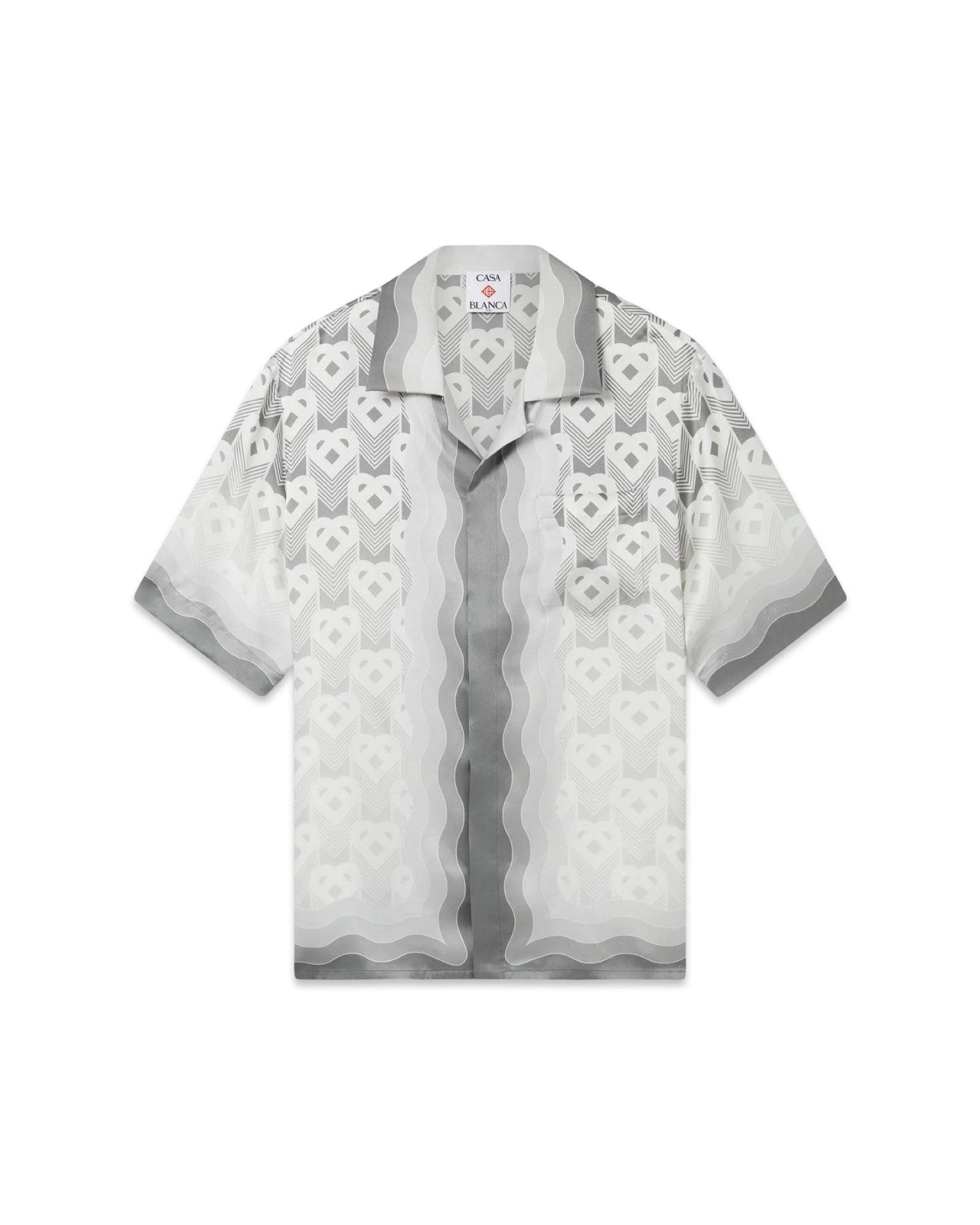 Casablanca Gradient Heart Monogram Short Sleeve Silk Shirt