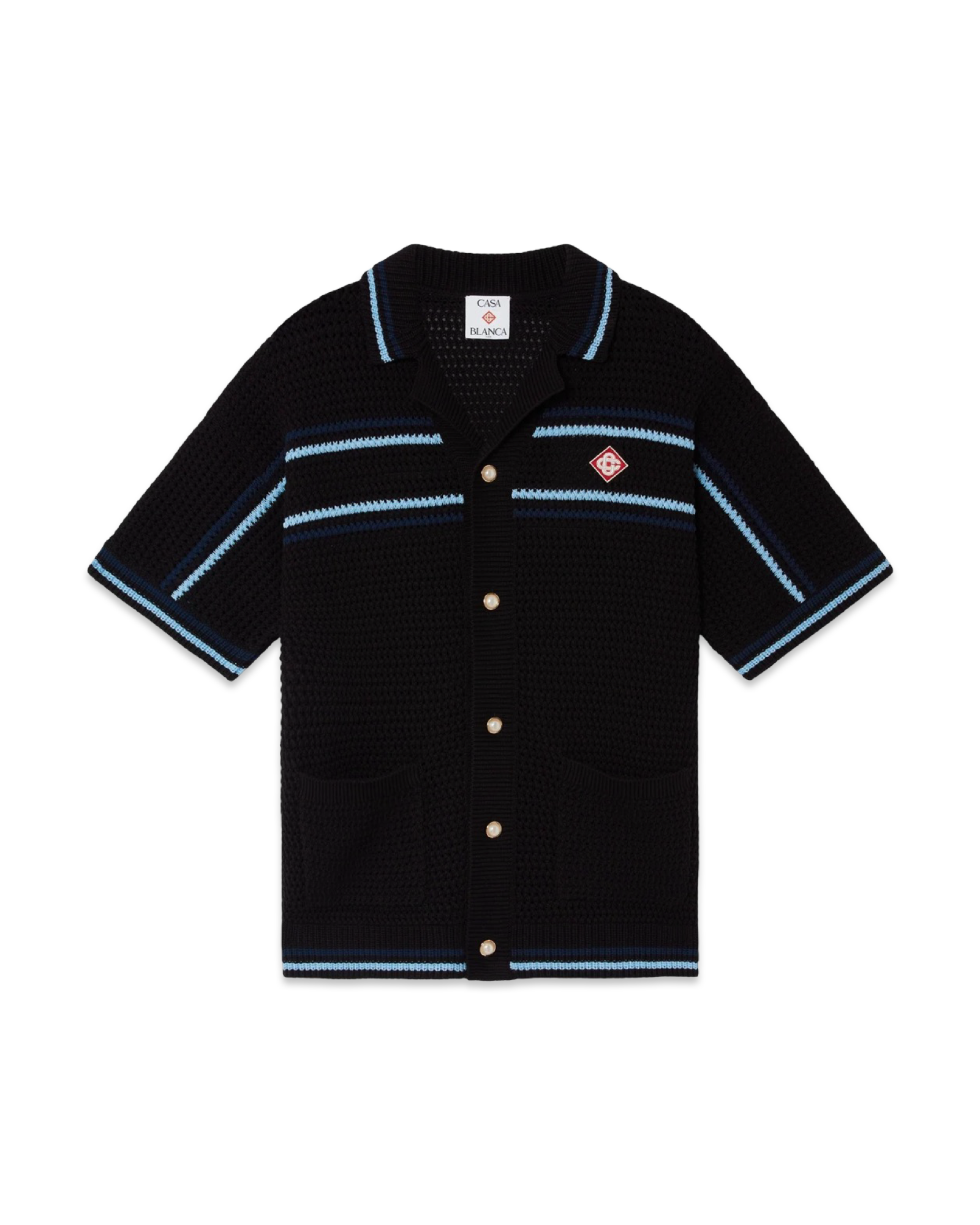 Casablanca Tennis Cotton Crochet Short Sleeve Shirt