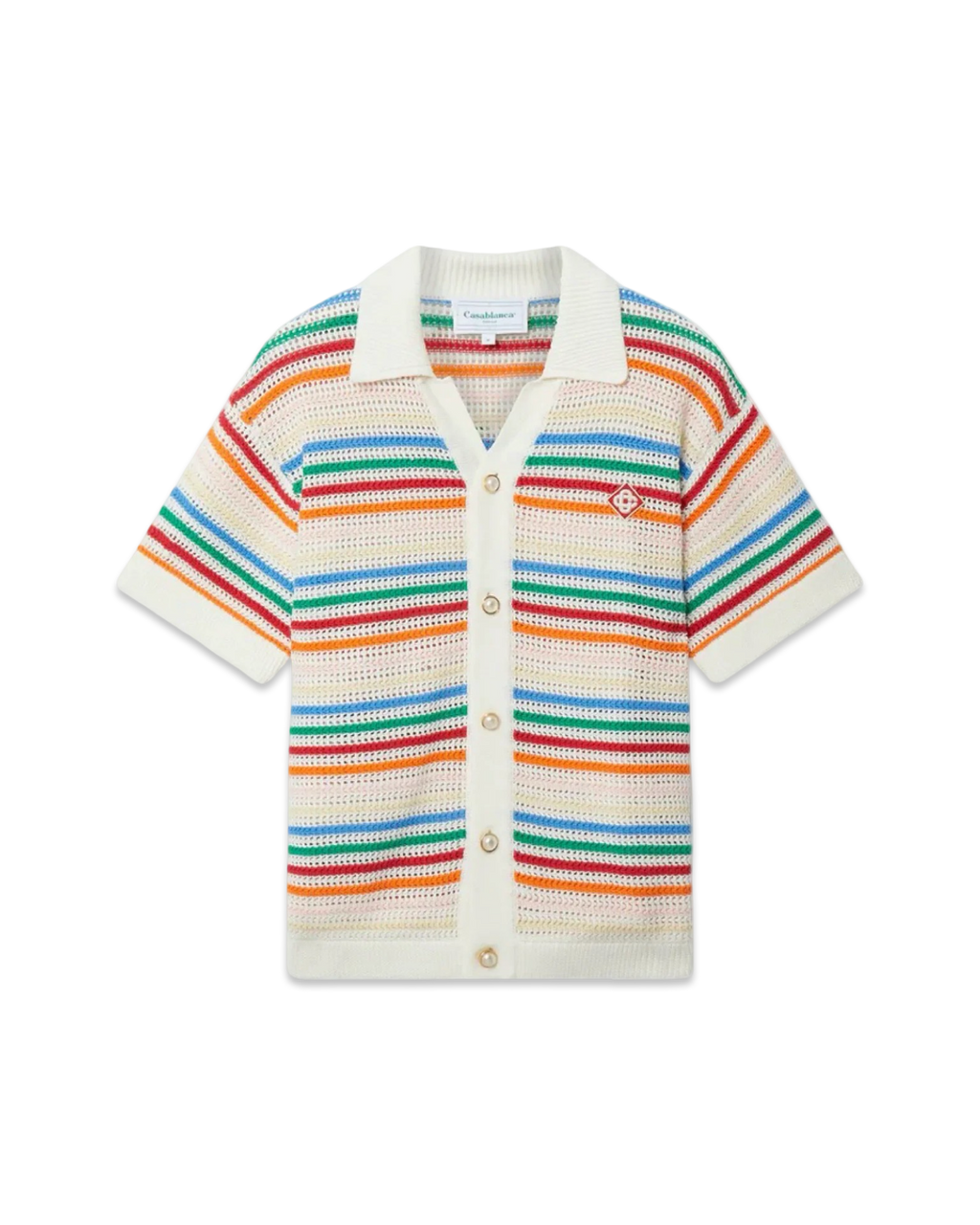Casablanca Rainbow Striped Crochet Shirt